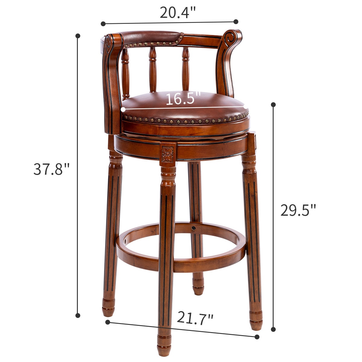 Seat Height 29.5'' Wooden Swivel Barstool 360 Degrees Swivel Barstools Chair for Home Kitchen Counter 1pc